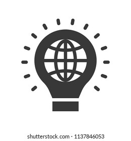 Globe in light bulb, saving energy icon