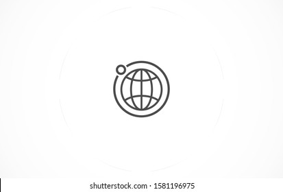 Globe line and arrow "Go to web" - website icon. line  Globe icon and arrow that clicks on it.  line Black pictogram isolated on white line  background.