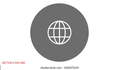 Globe line and arrow "Go to web" - website icon. line  Globe icon and arrow that clicks on it.  line Black pictogram isolated on white line  background.