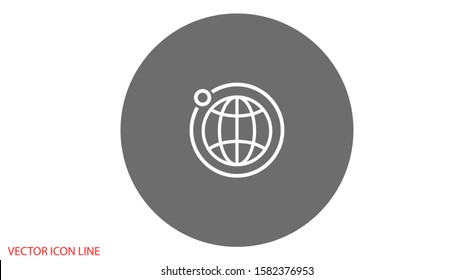 Globe line and arrow "Go to web" - website icon. line  Globe icon and arrow that clicks on it.  line Black pictogram isolated on white line  background.