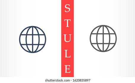 Globe line and arrow "Go to web" - website icon. line Globe icon and arrow that clicks on it. line Black pictogram isolated on white line background.