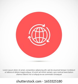Globe line and arrow "Go to web" - website icon. line Globe icon and arrow that clicks on it. line Black pictogram isolated on white line background.