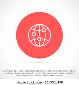 Globe line and arrow "Go to web" - website icon. line Globe icon and arrow that clicks on it. line Black pictogram isolated on white line background.