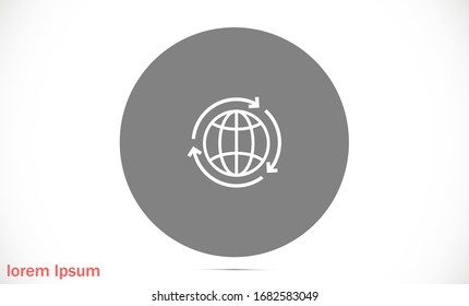 Globe line and arrow "Go to web" - website icon. line Globe icon and arrow that clicks on it. line Black pictogram isolated on white line background.