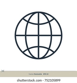 Globe Line Art Icon Vector Logo Template Illustration Design. Vector EPS 10.