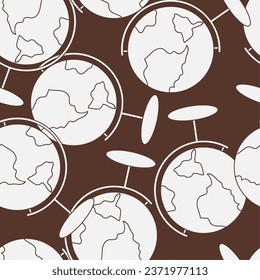 Globe line art seamless pattern. Suitable for backgrounds, wallpapers, fabrics, textiles, wrapping papers, printed materials, and many more.