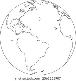 Globe line art in white background .