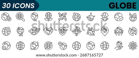 Globe Line Editable Icons set. Vector illustration in modern thin line style of Earth related icons: ecology, care, location, world and more.