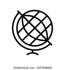 Symbol der globalen Linie. Geografie, Unterricht, Reisende, Wandern, Tourismus, Ferien, Urlaub, Ticket, Flugzeug, Umsatz. Reisekonzept. Vektorschwarze Linie Symbol auf weißem Hintergrund