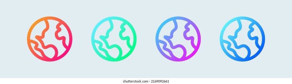 Globe line icon in gradient colors. World symbol vector illustration.