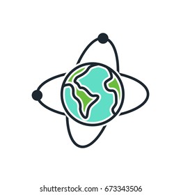 Globe line icon. Line icons with flat design elements on white background. Modern infographic. Symbol for your web site design, logo, app, UI. Vector illustration, EPS