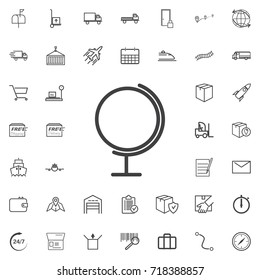Globe line icon logistics transportation parcel shipping delivery icons set Flat isolated on the white background. Vector illustration.Trendy style for graphic design logo