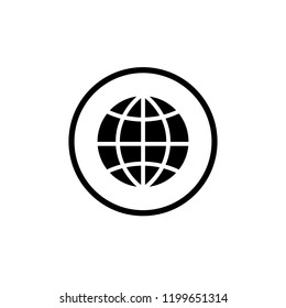globe line icon on white background in circle