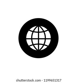 globe line icon on white background in circle