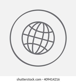 Globe line icon, outline vector illustration, linear pictogram isolated on gray