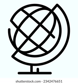 Icono de línea de globo. Ilustración del vector del globo escolar aislada en blanco. Estilo de contorno de la bola terrestre diseñado para y aplicación. Eps 10.
