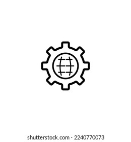 Globe line icon. Screen, monitor, electronics, browser, internet, world wide web, data, knowledge. technology concept. Vector black line icon on white background