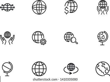 Globe line icon set. World, network, hands. Global concept. Can be used for topics like worldwide business, planet, global communication