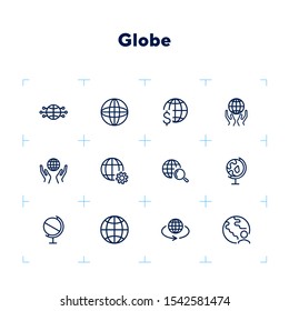 Globe line icon set. World, network, hands. Global concept. Can be used for topics like worldwide business, planet, global communication