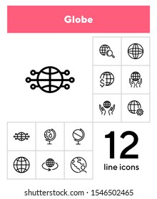Globe line icon set. World, network, hands. Global concept. Can be used for topics like worldwide business, planet, global communication