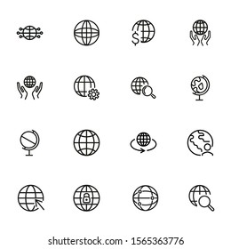 Globe line icon set. World, network, hands. Global concept. Can be used for topics like worldwide business, planet, global communication