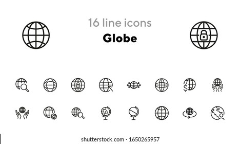 Globe line icon set. World, network, hands. Global concept. Can be used for topics like worldwide business, planet, global communication
