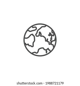Globe line icon. Simple outline style. World, earth, planet, web, geography concept. Pictogram vector symbol illustration isolated on white background. Thin stroke EPS 10.