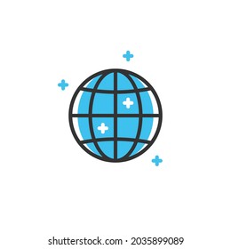 Símbolo de icono de la línea de globo. Elemento de diseño de plantillas de logotipos de iconos web.