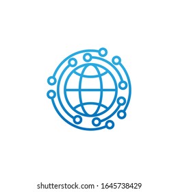Ilustración de diseño vectorial de icono de línea de globo. Ilustración vectorial global para sitio web, móvil, elementos gráficos, logotipo, aplicación, UI. Icono lineal de globo aislado en fondo blanco.