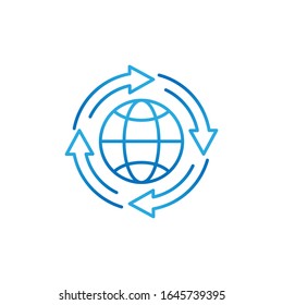 Ilustración de diseño vectorial de icono de línea de globo. Ilustración vectorial global para sitio web, móvil, elementos gráficos, logotipo, aplicación, UI. Icono de línea de globo aislado en fondo blanco.