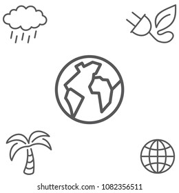 globe line icon vector. ecology line icon set