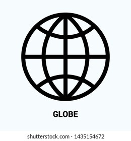 globe line icon vector on white background
