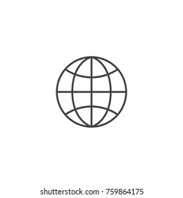 Globe line icon. Website sign for business card or web design. Vector element isolated on white