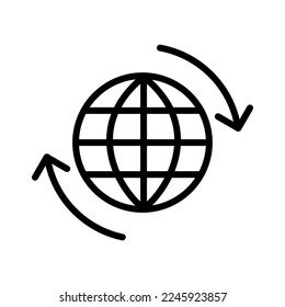 Globe line icon. World, knowledge, location, exploration, continents, demonstration, travel, world wide web. communication concept. Vector black line icon on white background