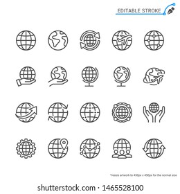 Globe line icons. Editable stroke. Pixel perfect.