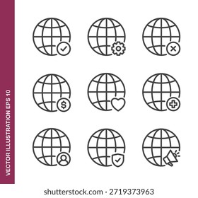 Iconos de la línea del globo - mini icono de la serie de la colección