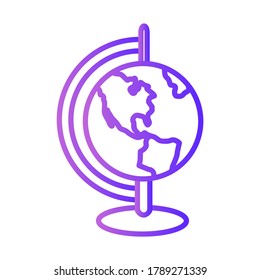 Ilustración vectorial de línea de globo. Diseño de icono de escuela con un estilo de contorno aislado en fondo blanco
