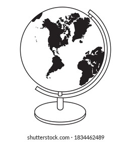 globe line vector illustration,isolated on white background for education,top view