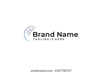 globe line vector logo busines