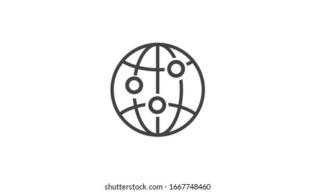Icono del sitio web de la línea de globo. 
