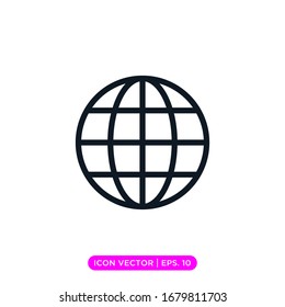 Globe linear icon vector logo design. Internet symbol