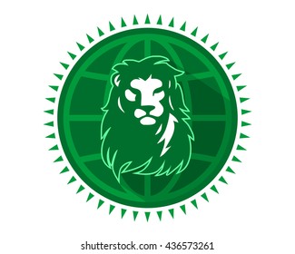 globe lion head silhouette image vector