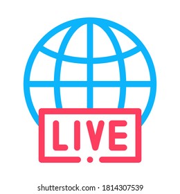 Vector de iconos de noticias en vivo de Globe. Símbolo de esquema de Globe Live News. Ilustración de símbolo de contorno aislado