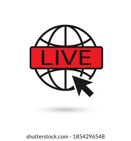 Globe Live News Icon Vector. Outline Globe Live News Sign. Vector Illustration