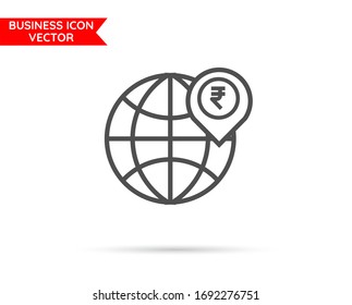 Globe with location Business line icon 10 eps. Flat design.