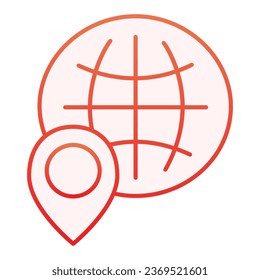 Globe location flat icon. World map with location pin red icons in trendy flat style. Planet navigation gradient style design, designed for web and app. Eps 10