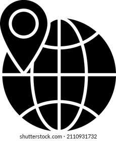 Globe Location Glyph Icon Vector