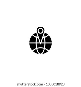 globe location icon on a white background