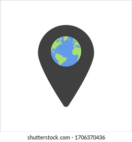 globo con icono de ubicación en un fondo blanco