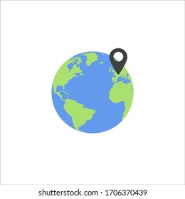 globe with location icon on a white background